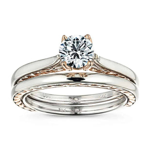  two tone wedding set 1.0ct Round cut Lab-Grown Diamond in recycled 14K white gold and 14K rose gold