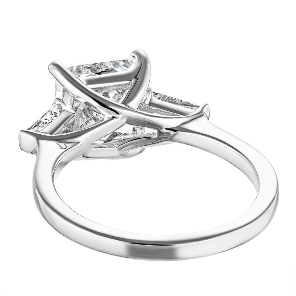 Shown with 2.5ct Princess Cut Lab Grown Diamond set in 14k White Gold