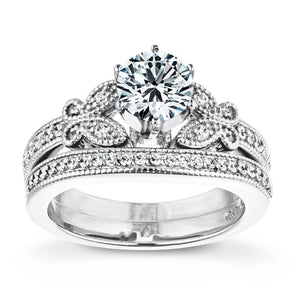 Affodable diamond accented wedding ring set with lab grown diamond in 14k white gold