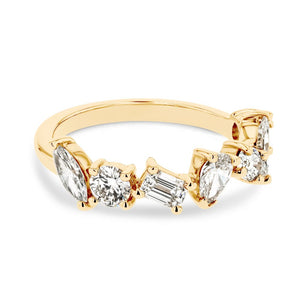 fancy shape mixed lab grown diamond band in 14k yellow gold recycled metal