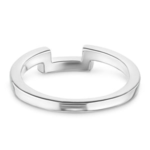  Curved wedding band with accenting diamonds made to fit the Cherish Engagement Ring in recycled 14K white gold