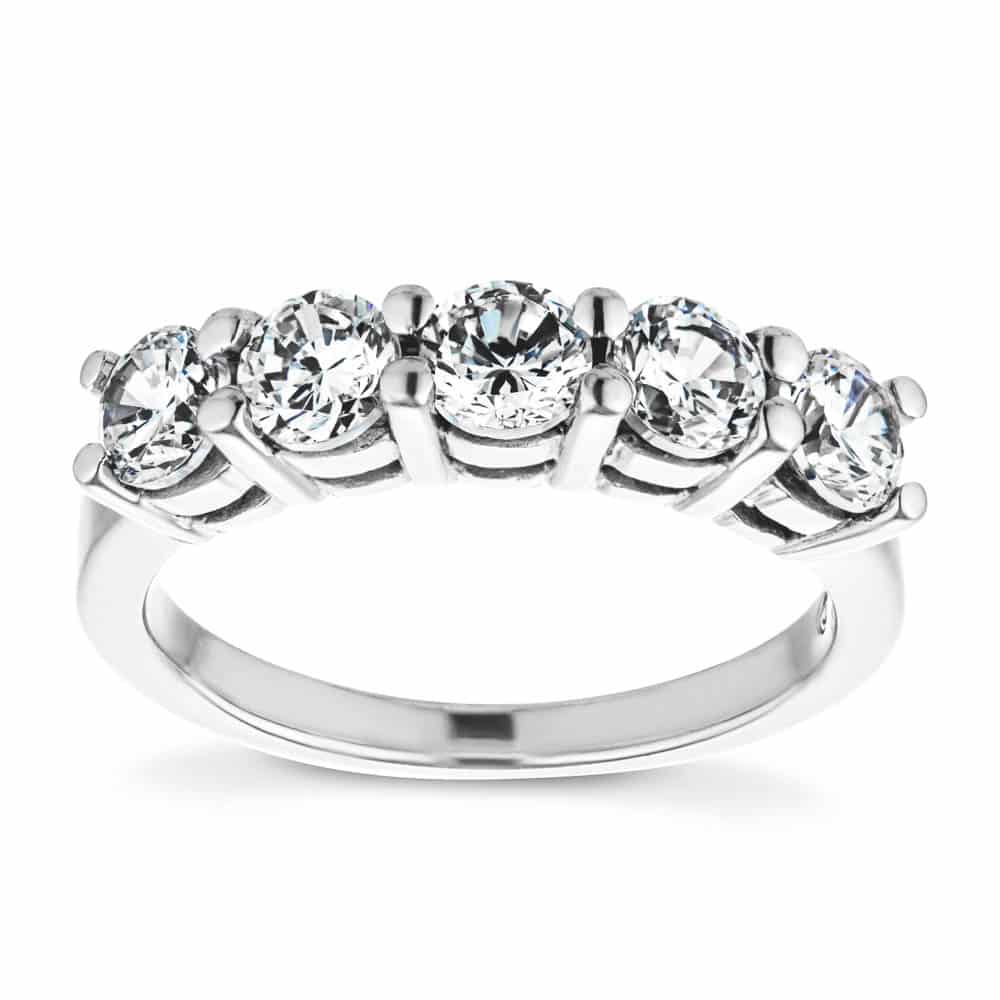 Shown with 1.25ctw Diamond Hybrids in recycled 14K white gold | matching wedding band Shown with 1.25ctw Diamond Hybrids in recycled 14K white gold