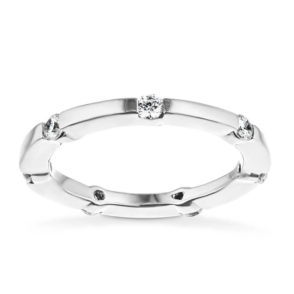Cirrus Wedding Band in 14K white gold with 0.35ctw to 0.40ctw accenting round cut recycled diamonds | Cirrus Wedding Band 14K white gold accenting round cut recycled diamonds