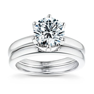 Affordable simple solitaire wedding ring set with lab grown diamond ion 14k white gold