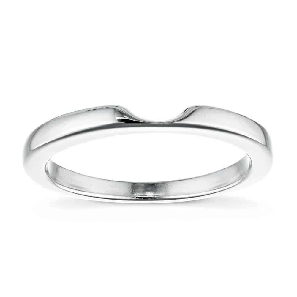 Wedding band made to fit Classique Solitaire Engagement Ring in recycled 14K white gold 