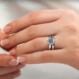  solitaire engagement ring Shown with a 1.84ct Round cut Lab-Grown Diamond with a 6-prong head in recycled 14K white gold
