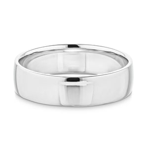  classic wedding band with 6mm width in recycled 14K white gold