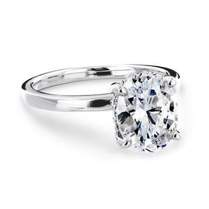  Lab-grown sapphire and accented diamond white gold engagement ring.