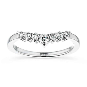  Curved diamond accented wedding band in recycled 14K white gold made to fit the Cordelia Engagement ring