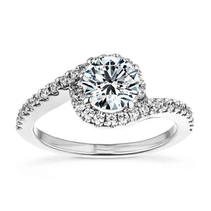 Elegant and beautiful diamond halo accented engagement ring with 1ct round cut lab grown diamond in 14k white gold