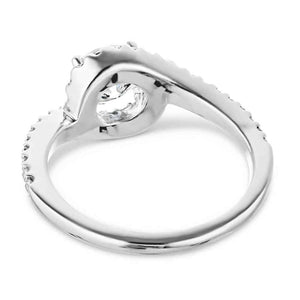 Elegant and beautiful diamond halo accented engagement ring with 1ct round cut lab grown diamond in 14k white gold shown from back