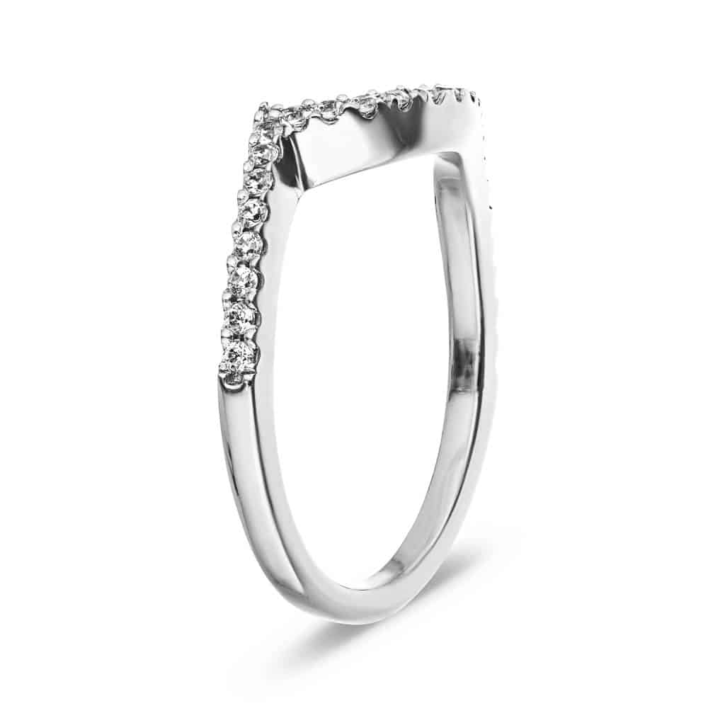 Crescendo curved diamond accented wedding band in recycled 14K white gold to fit Crescendo Engagement ring 