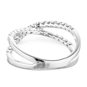  Diamond accented criss cross ring in recycled 14K white gold