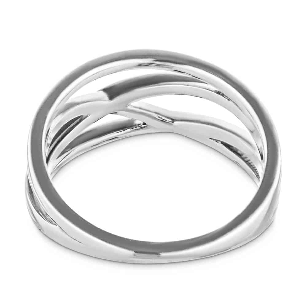 Three Row Cross ring in recycled 14K white gold 