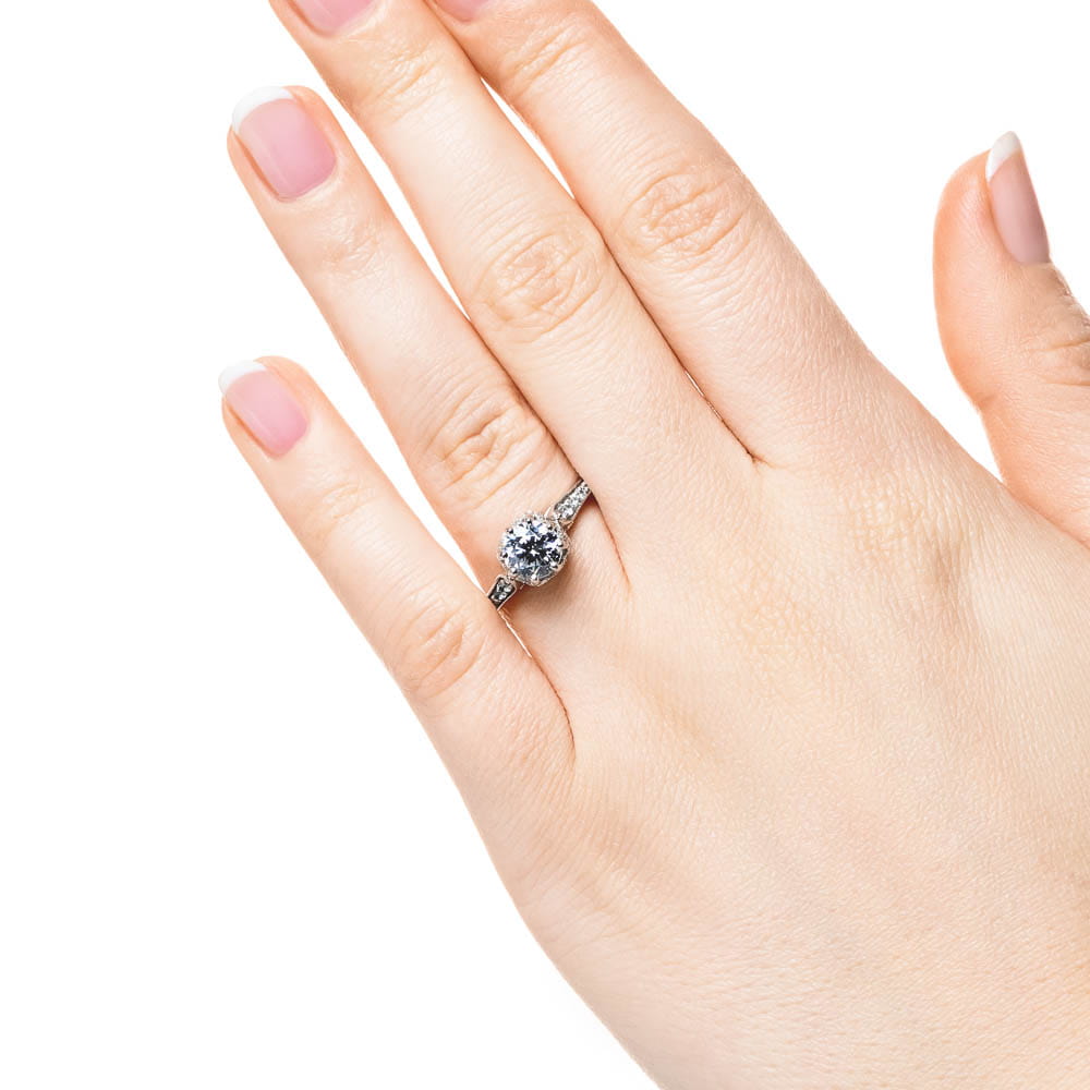 Lab grown diamond engagement ring set, crown shape gold rings with diamonds  / Ariadne