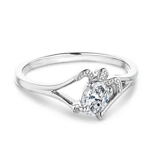 Cute sea turtle engagement ring with 1ct oval cut lab grown diamond in 14k white gold