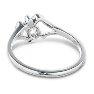 Sea turtle engagement ring with 1ct oval cut lab grown diamond in 14k white gold shwon from back