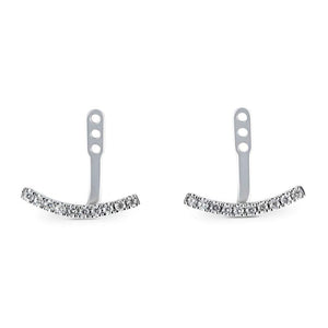  Curved Bar Earring Jackets 0.20ctw lab grown diamonds 14K White Gold