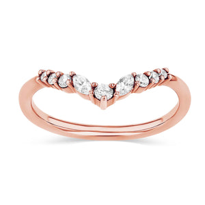 lab grown diamond beautiful accented contour wedding band in 14k rose gold metal