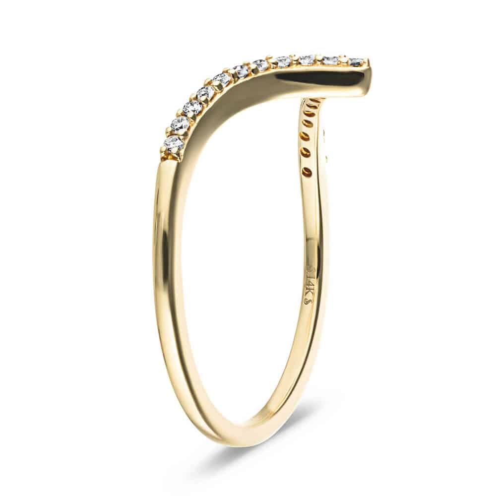 Deep V Ring with accenting recycled diamonds in recycled 14K yellow gold | v shaped fashion ring accenting recycled diamonds recycled 14K yellow gold