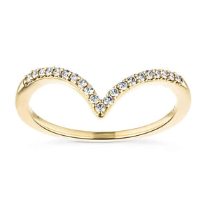  v shaped fashion ring accenting recycled diamonds recycled 14K yellow gold