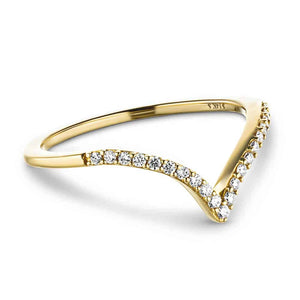  v shaped fashion ring accenting recycled diamonds recycled 14K yellow gold