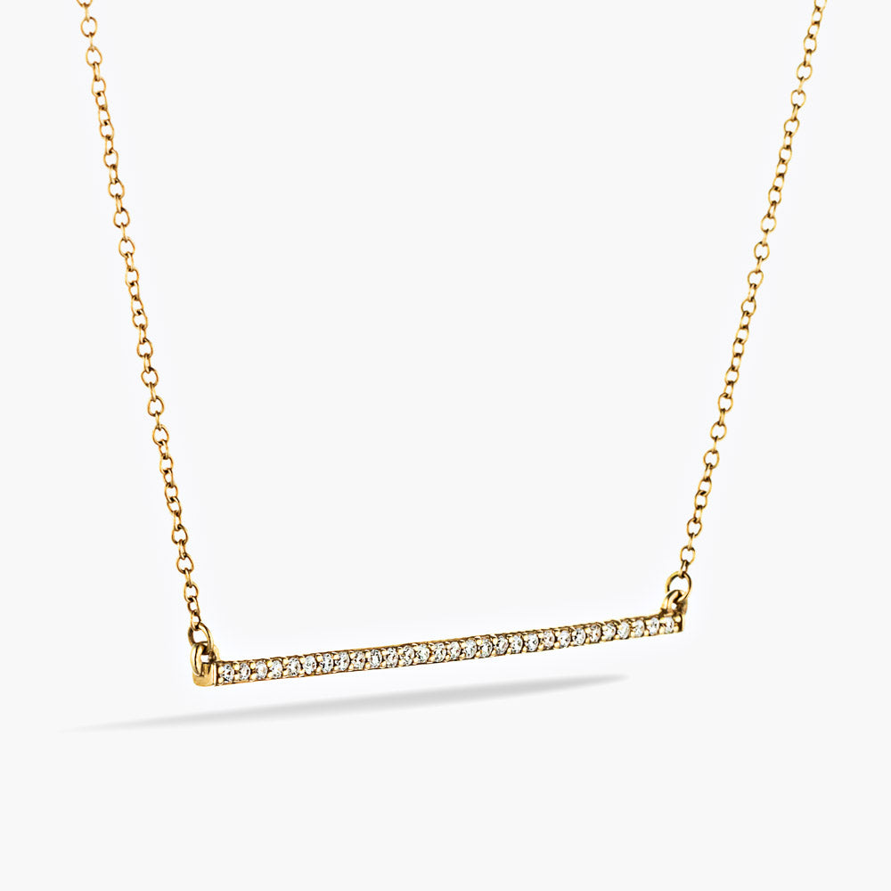 Diamond Accented Bar Necklace in 14K yellow gold 