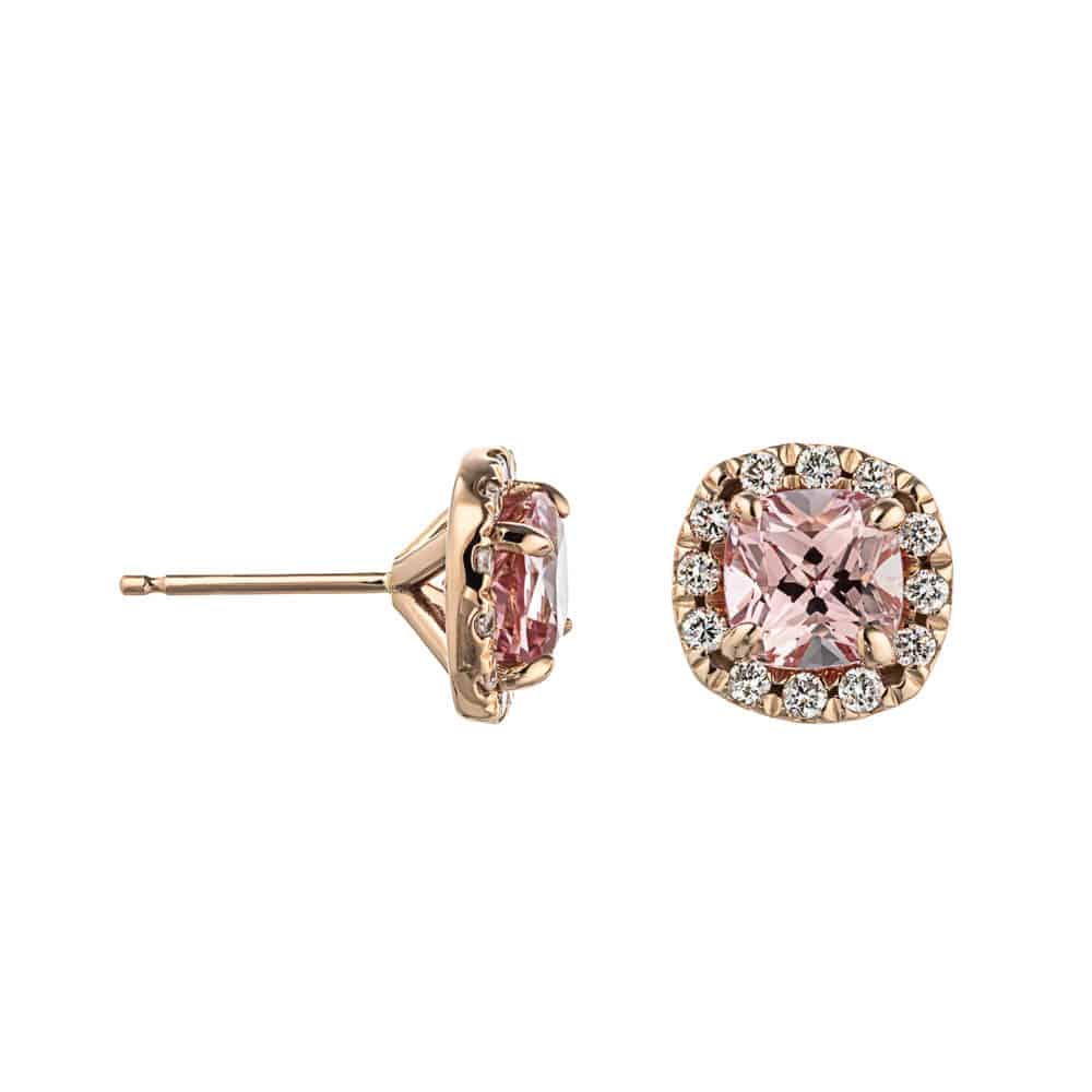 Lab-grown Champagne Sapphires in 14k rose gold | Champagne diamonds and rose gold earrings