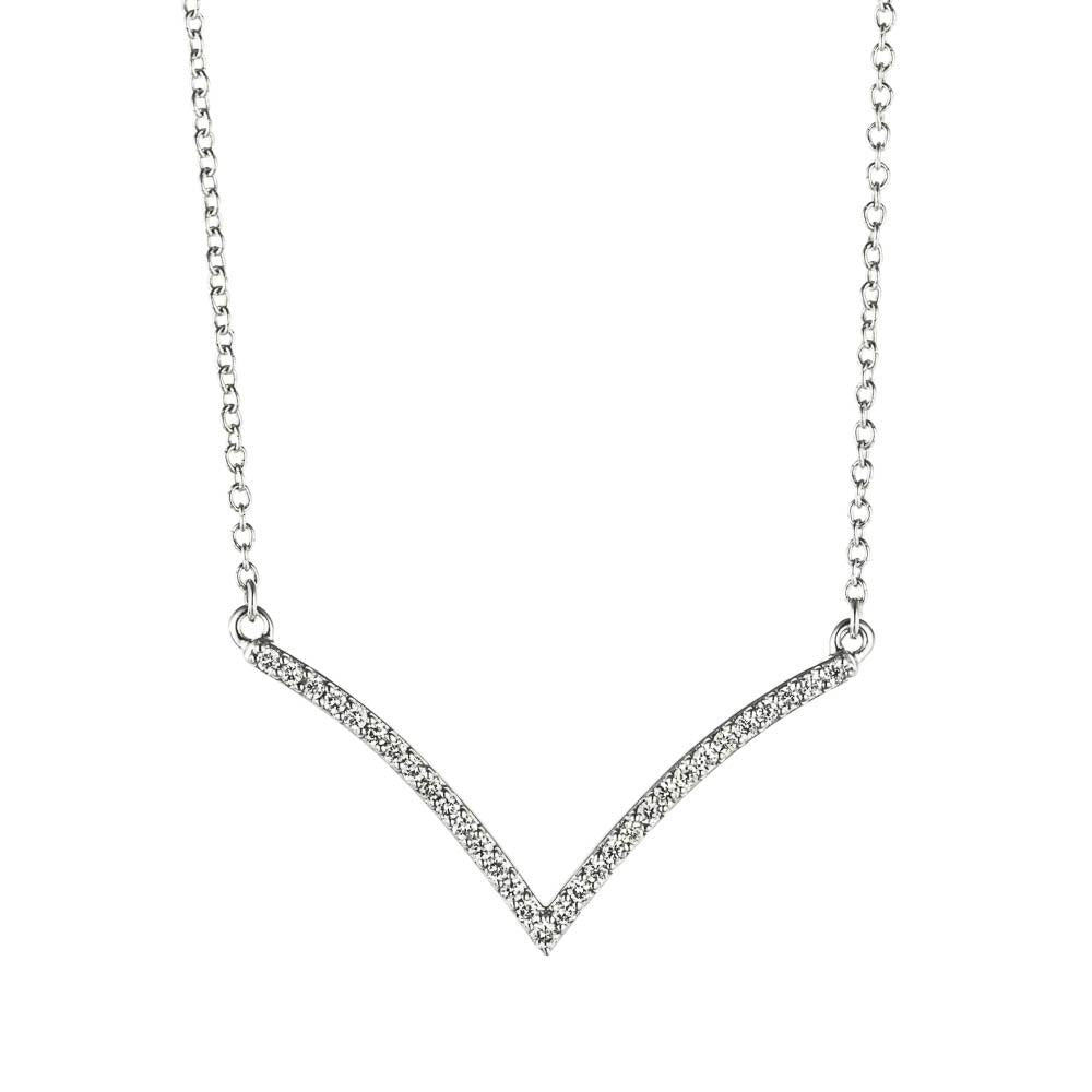 Diamond V Necklace in 14k white gold | diamond v necklace recycled diamonds