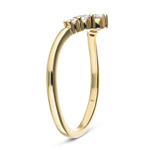 V wedding band with graduated accenting recycled diamond in 14k yellow gold