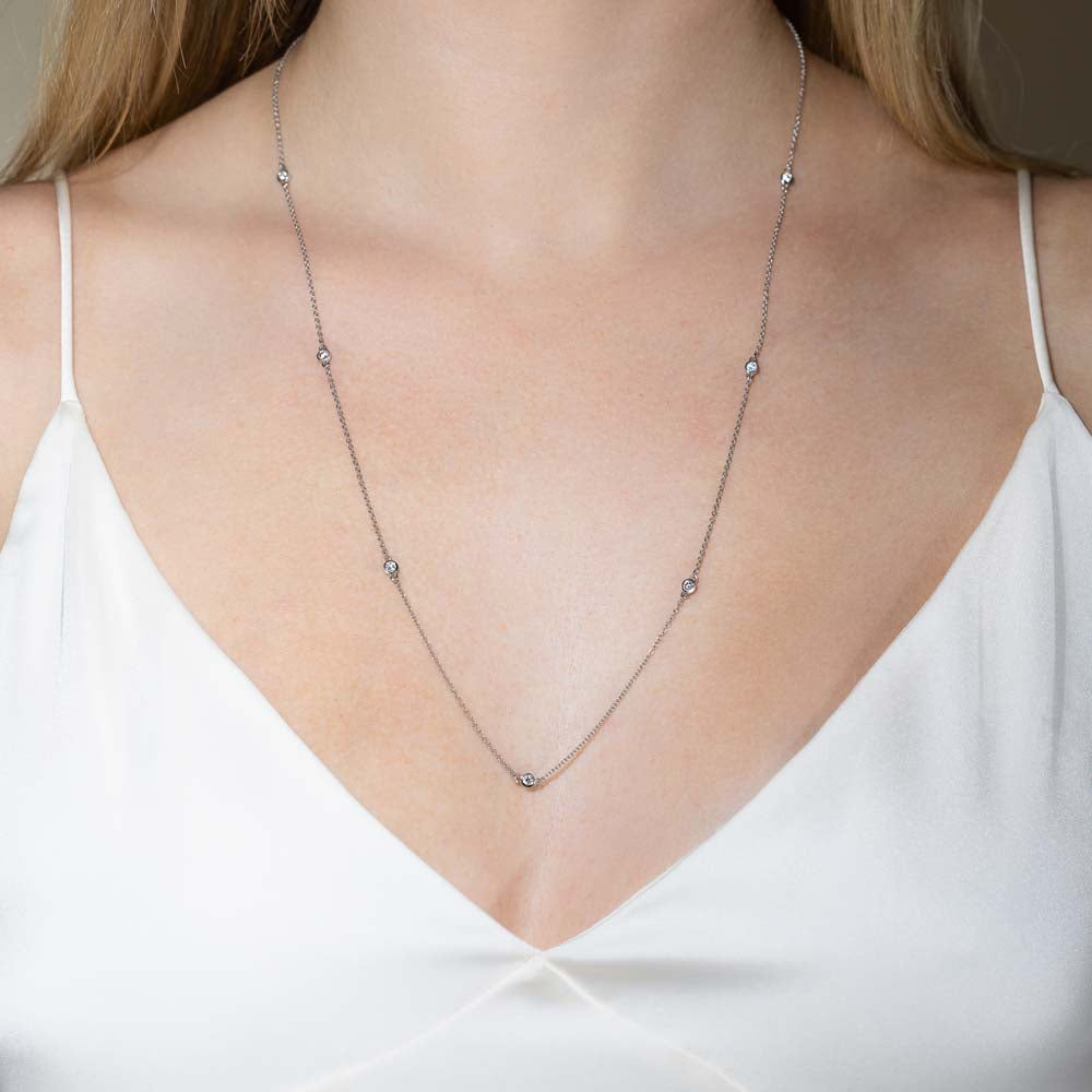 3 Station Diamond by the Yard Necklace with Antique Milgrain Lg size - Nuha  Jewelers