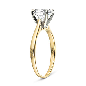 Stackable solitaire engagement ring with 2.5ct oval cut lab grown diamond in 14k yellow gold