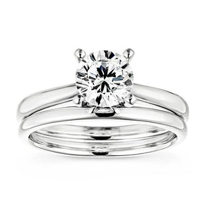  wedding set with 1.0ct round cut lab-grown diamond with recycled 14k white gold