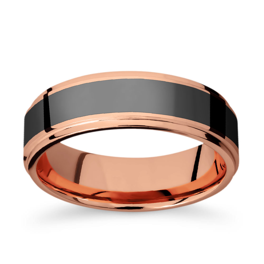 Elysium Lab Grown Diamond Band shown here with reverse inlay in 14K Rose Gold
