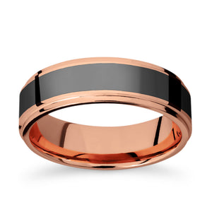 elysium pressed lab grown diamond mens wedding band with reverse inlay in 14k rose gold