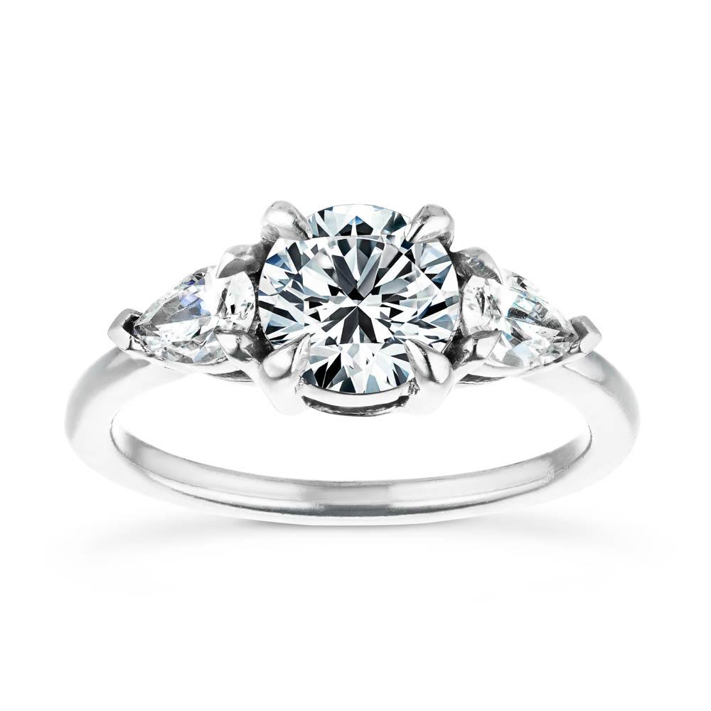 Shown with 1ct Round Cut Lab Grown Diamond Center Stone in 14k White Gold