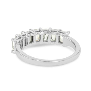 emerald cut lab grown diamond band in 14k white gold recycled metal