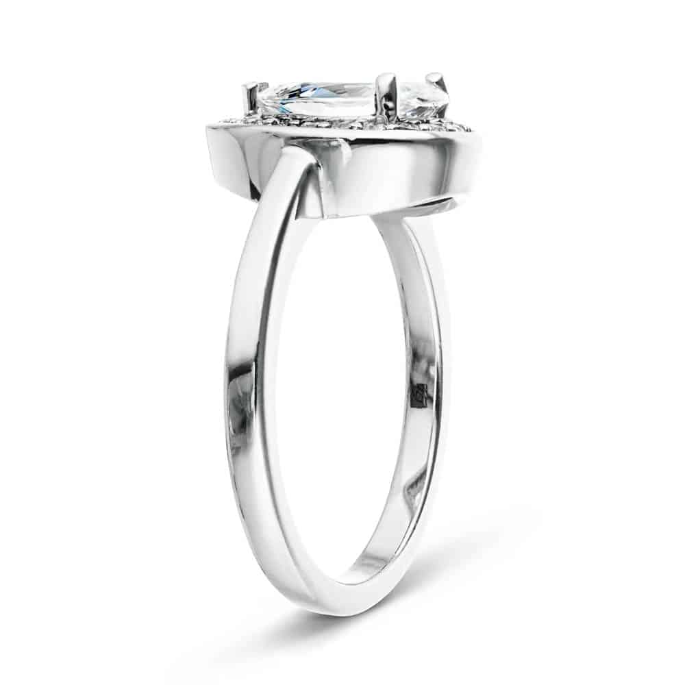 Shown with 1ct Pear Cut Lab Grown Diamond in 14k White Gold