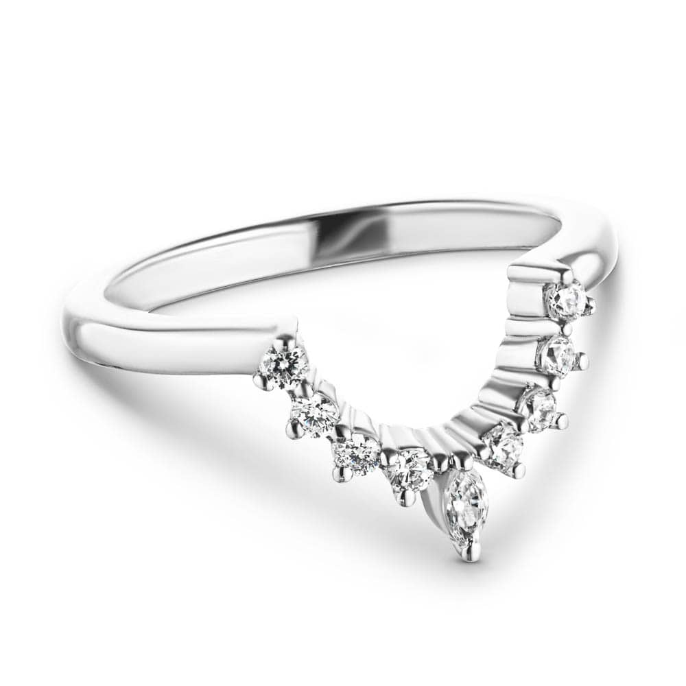 Estelle Wedding Band with recycled diamonds in recycled 14K white gold 