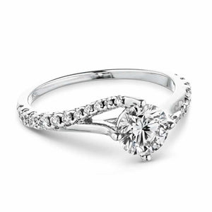  Flame engagement ring Lab-grown diamond white gold accented wedding set.