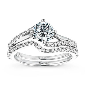 Modern affordable diamond accented wedding ring set