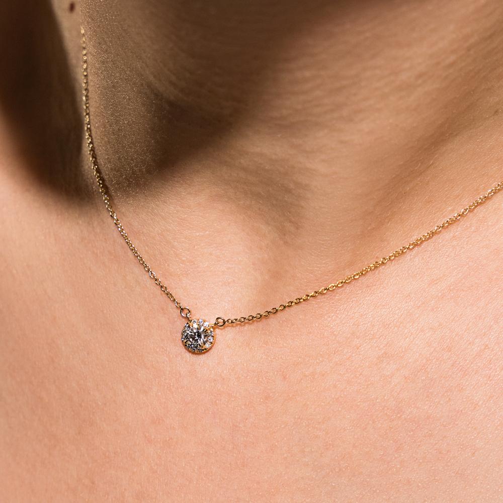 French Halo Pendant with 0.50ctw Round Cut Lab-Grown Diamond