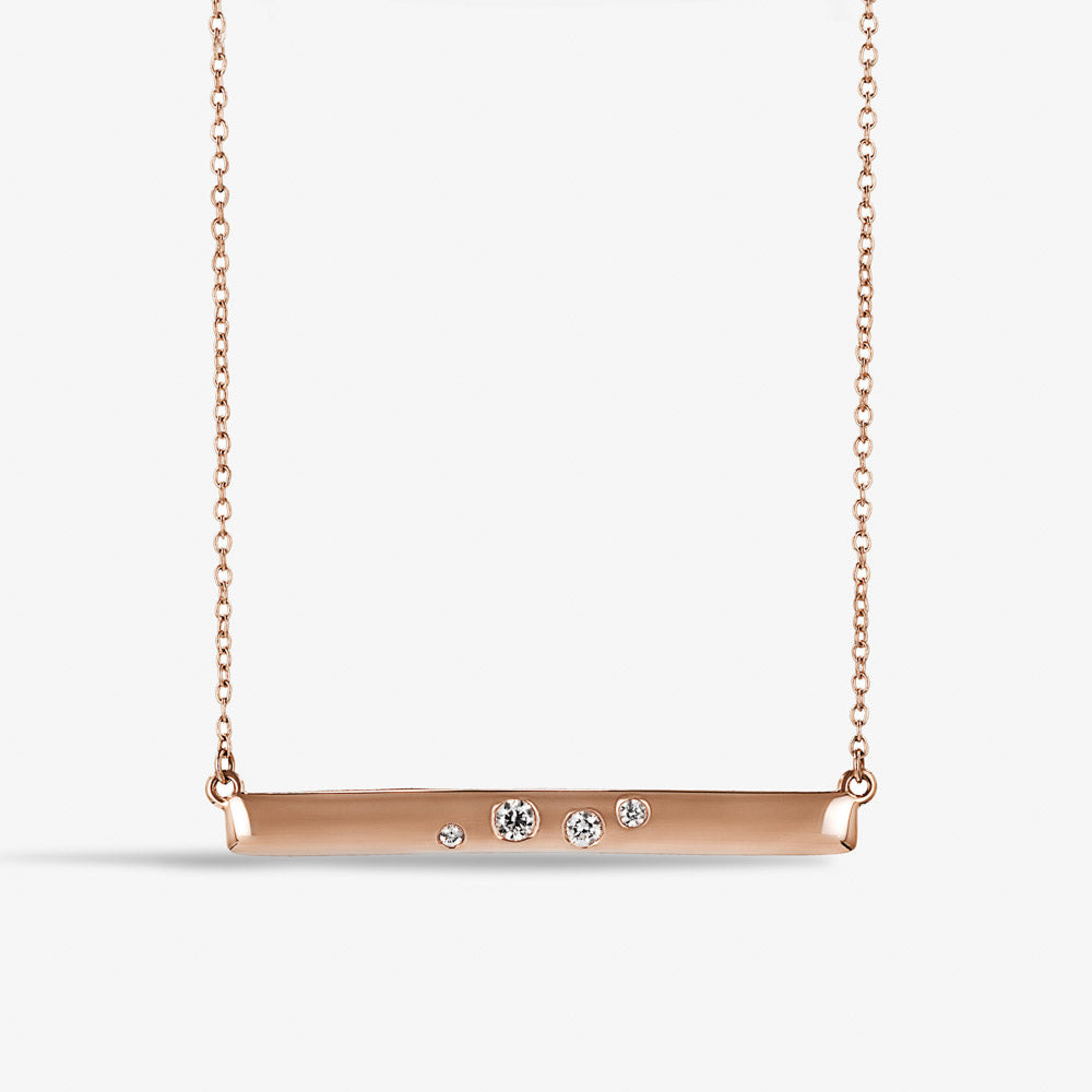 Galaxy Bar Necklace in 14K rose gold 