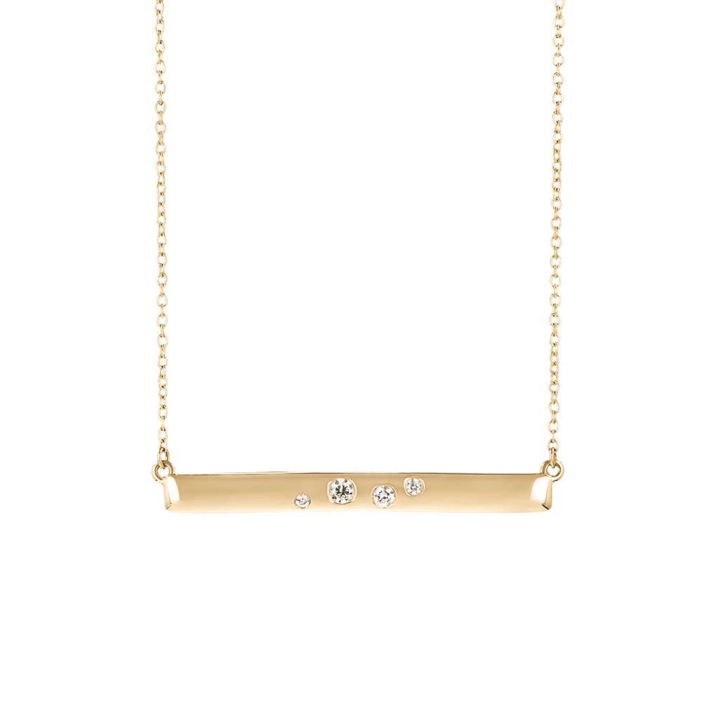 Galaxy Bar Necklace in 14K yellow gold | galaxy inspired necklace with recycled diamonds gold