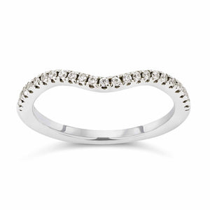 glisan curved contour band with accenting lab grown diamonds shown in 14k white gold