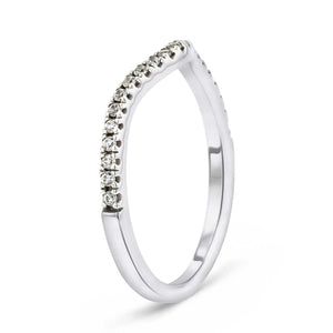 glisan curved contour band with accenting lab grown diamonds shown in 14k white gold