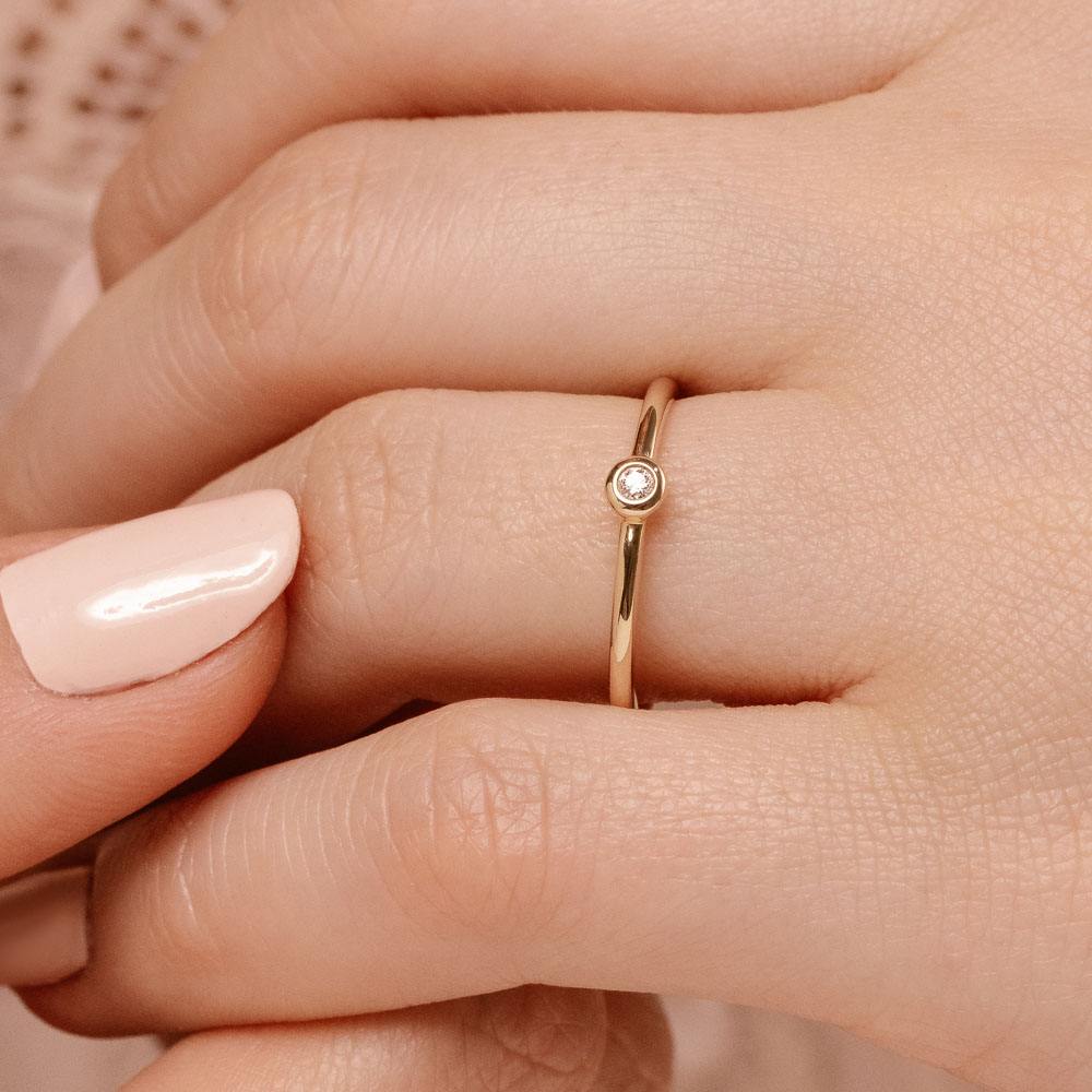 Shown with a 0.03ct recycled diamond in recycled 14K yellow gold | fashion ring Shown with a 0.03ct recycled diamond in recycled 14K yellow gold