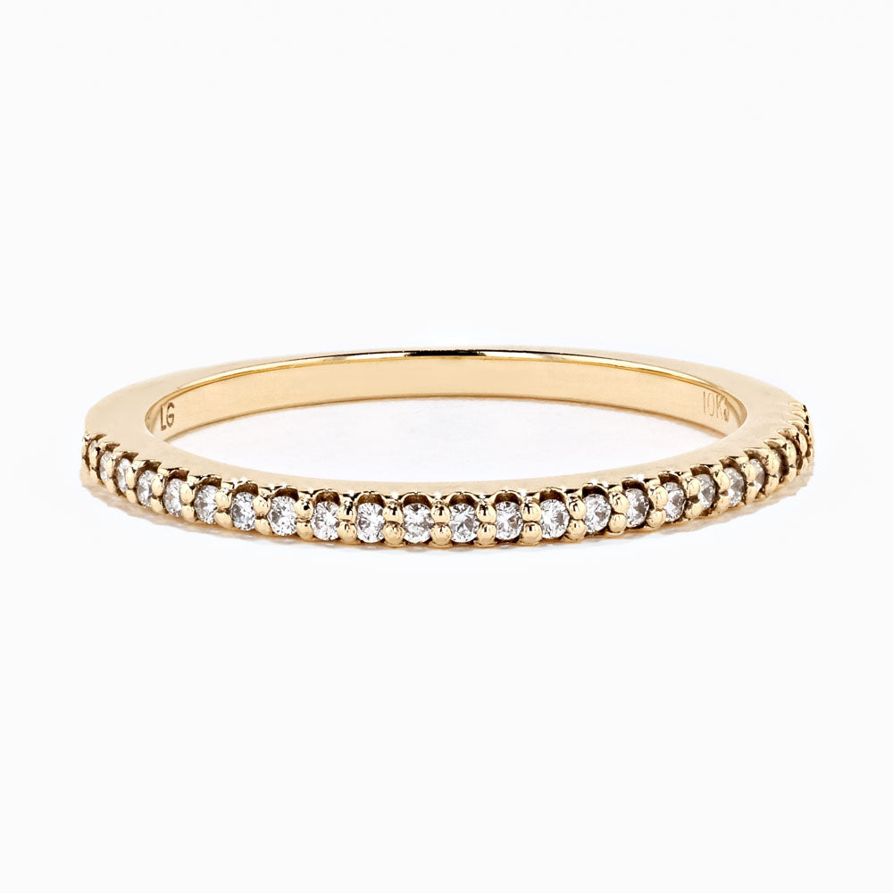 Stackable single band with 0.13ctw lab-grown diamonds shown in 10K yellow gold; also available in 10K rose gold or 10K white gold, or purchase all three at a discount. | stackable single band lab-grown diamonds 10K rose gold, yellow gold, white gold