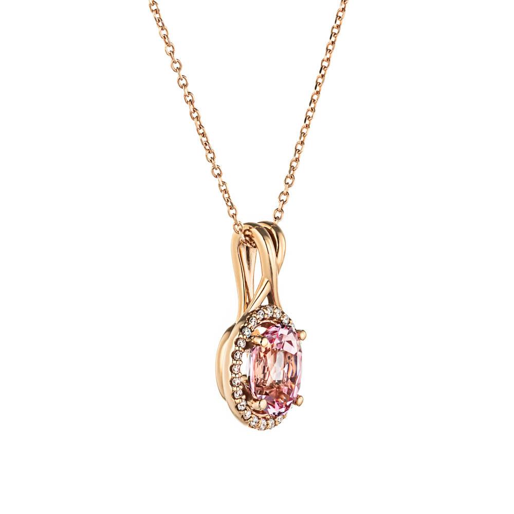 Halo Twist Pendant with an Oval Champagne Sapphire in 14K rose gold
