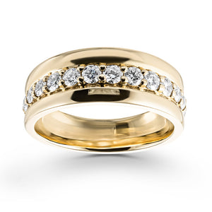 Beautiful diamond accented fashion ring with round cut lab grown diamonds in 14k yellow gold